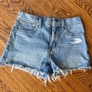 Madewell Blue Distressed Jean Shorts